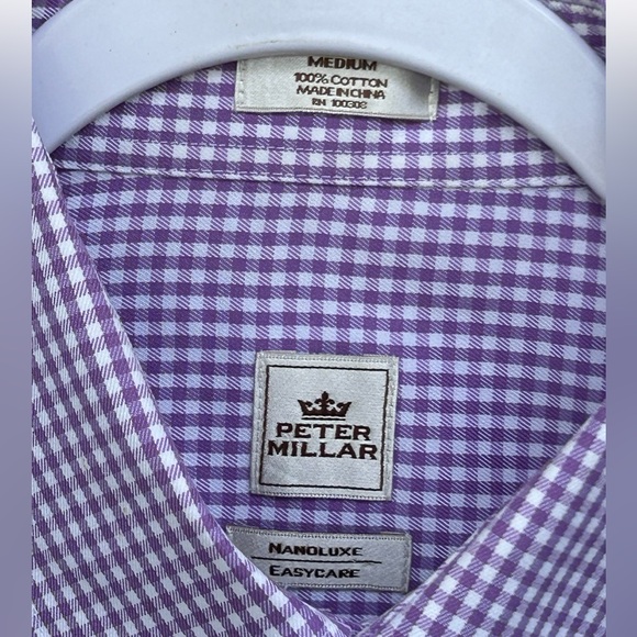 Peter Millar Checkered Print Long Sleeves Button Down Shirt Size M - Picture 3 of 4